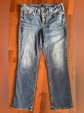 Silver Jeans Women's Suki Slim Boot Denim with Button-Fly